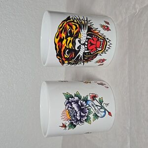 Ed Hardy 2008 Tattoo Collection Tiger Flower Mugs Y2K